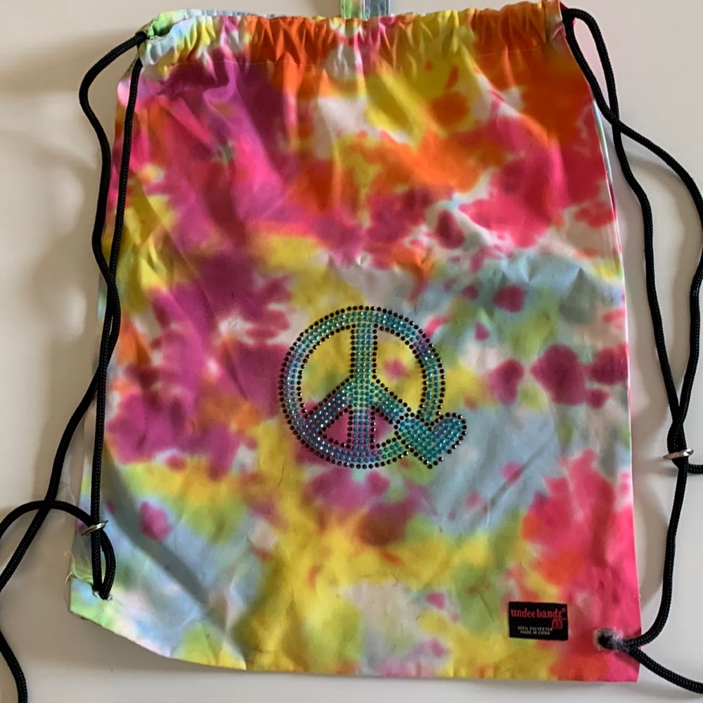 Tie Dye Peace And Love String Bag